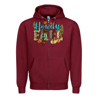 Burgundy Western howdy Fall Zipper Hoodie - NancyCooperArtShop
