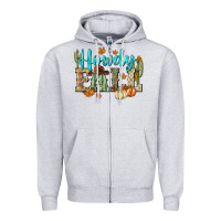 Heather Grey Western howdy Fall Zipper Hoodie - NancyCooperArtShop
