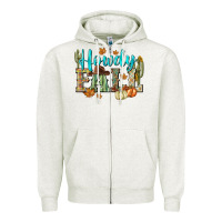 Oatmeal Heather Western howdy Fall Zipper Hoodie - NancyCooperArtShop