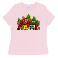 Bubblegum Pink western noel Christmas gifts Ladies Tee - AdoDesignShop