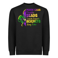 Black mardi gras parades beads french quarter beignets k Heavyweight Sweatshirt - LillyAllenDesigns