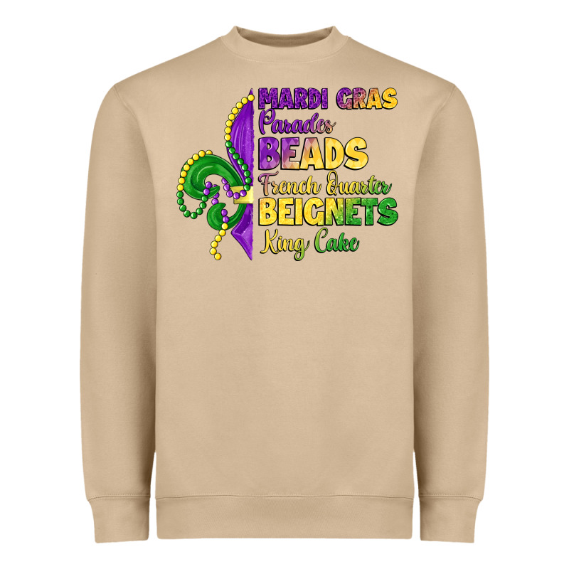 Mardi Gras Parades Beads French Quarter Beignets K Heavyweight Sweatshirt by LillyAllenDesigns | Teevron