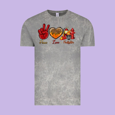 Peace Love Firefighter Vintage Tee Designed By Nancycooperartshop