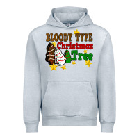 Heather Grey Bloody Type Christmas Tree Urban Hoodie - FaDigitalArtStudio