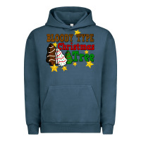 Pigment Midnight Navy Bloody Type Christmas Tree Urban Hoodie - FaDigitalArtStudio