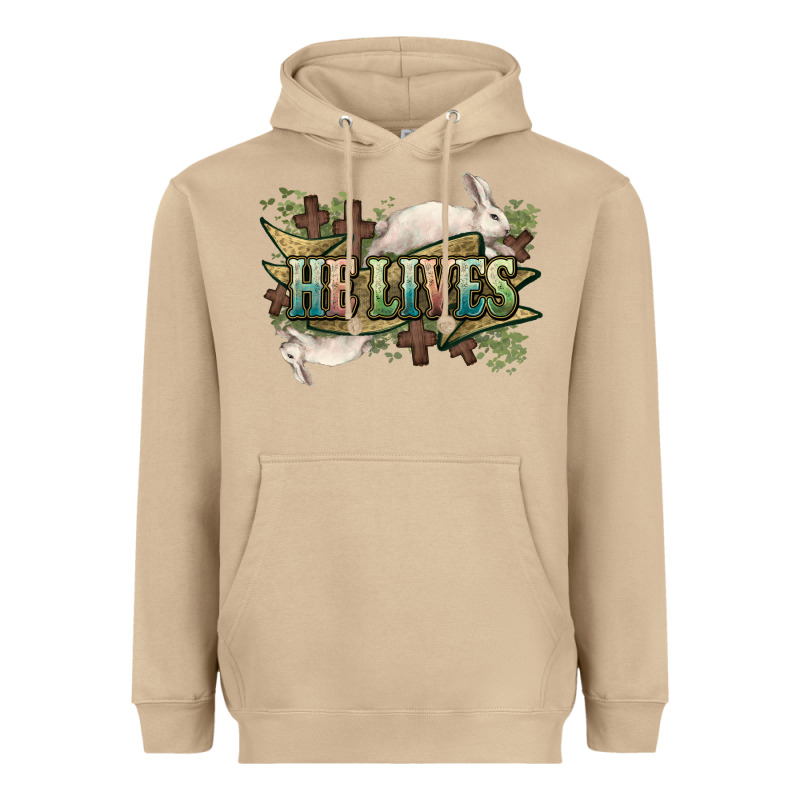 He Lives Easter Day Heavyweight Hoodie by HowdyJamesFarm | Teevron
