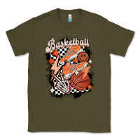 Army Green checkered retro basketball Classic Tee - MaliasSmallBusiness