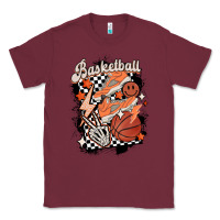 Burgundy checkered retro basketball Classic Tee - MaliasSmallBusiness