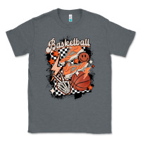 Charcoal Heather checkered retro basketball Classic Tee - MaliasSmallBusiness