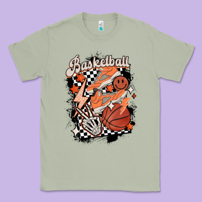 Checkered Retro Basketball Classic Tee Designed By Maliassmallbusiness