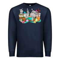 Navy Easter Hippopotamus coffee cups Easter Day Premium Sweatshirt - CowGirlArtShop
