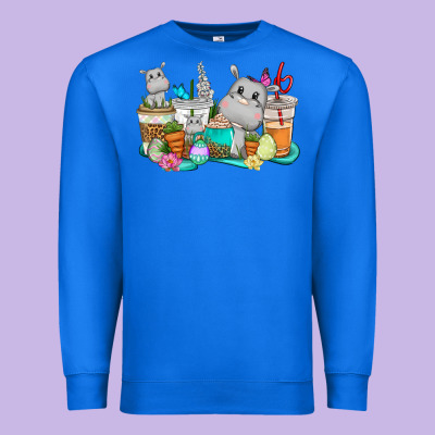 Easter Hippopotamus Coffee Cups Easter Day Premium Sweatshirt Designed By Cowgirlartshop