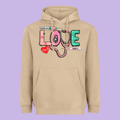 Love Nursing Heavyweight Hoodie Designed By Cowgirlartshop