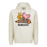 Oatmeal Heather peace love headstent Premium Hoodie - JahusDesignShop