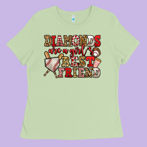 Diamonds Are A Girl's Best Friend Baseball Ladies Tee Designed By Jasminsmagicworld