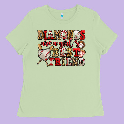 Diamonds Are A Girl's Best Friend Baseball Ladies Tee Designed By Jasminsmagicworld