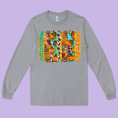 Fall Pumpkin Brushstroke Long Sleeve Tee Designed By Bundleandbundleshop