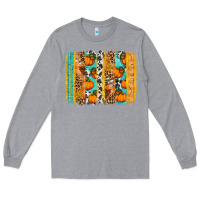 Heather Grey fall pumpkin brushstroke Long Sleeve Tee - BundleAndBundleShop