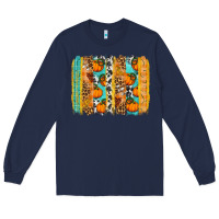 Navy fall pumpkin brushstroke Long Sleeve Tee - BundleAndBundleShop