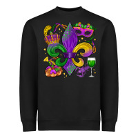 Black mardi gras fleur de lis Heavyweight Sweatshirt - LillyAllenDesigns