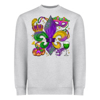 Heather Grey mardi gras fleur de lis Heavyweight Sweatshirt - LillyAllenDesigns