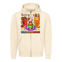 Sandshell Happy Hallothanksmas coffee cups Zipper Hoodie - texasbilliewilder
