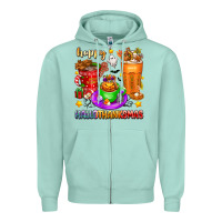 Seafoam Happy Hallothanksmas coffee cups Zipper Hoodie - texasbilliewilder