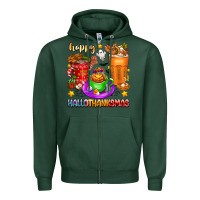 Sports Green Happy Hallothanksmas coffee cups Zipper Hoodie - texasbilliewilder