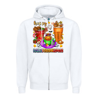 White Happy Hallothanksmas coffee cups Zipper Hoodie - texasbilliewilder