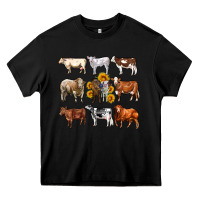 Black western cowsand sunflowers Heavy Core Tee - AdoDesignShop