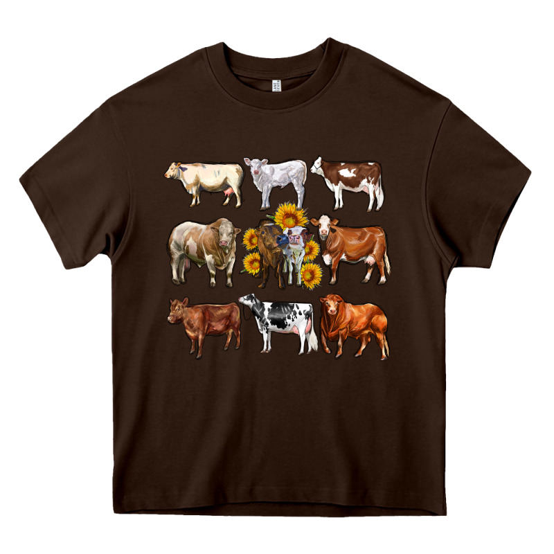 Western Cowsand Sunflowers Heavy Core Tee by AdoDesignShop | Teevron