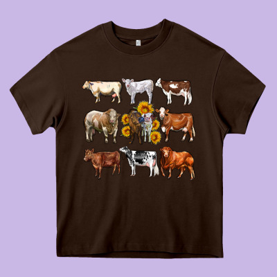 Western Cowsand Sunflowers Heavy Core Tee Designed By Adodesignshop