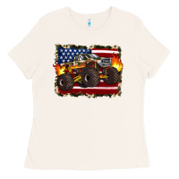 Bone american flag monster truck Ladies Tee - Artiststas