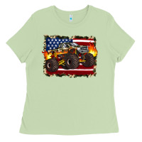 Matcha american flag monster truck Ladies Tee - Artiststas