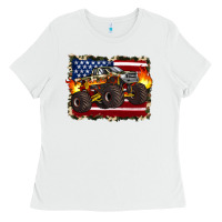 White american flag monster truck Ladies Tee - Artiststas