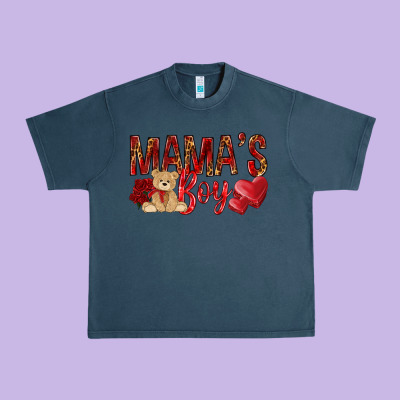 Mamas Boy With Leopard Urban Heavy Tee Designed By Nancycooperartshop