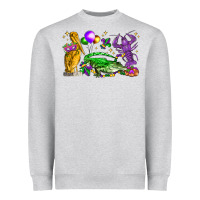 Heather Grey mardi gras pelican alligator and crawfish Heavyweight Sweatshirt - LillyAllenDesigns