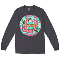 Smoke teacher floral pencil round earring Long Sleeve Tee - BundleAndBundleShop