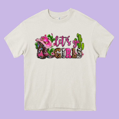 Lets Go Girls With Boots And Hats Heavy Core Tee Designed By Adodesignshop