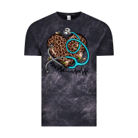 Cloud Black nurse leopard heart Vintage Tee - JahusDesignShop