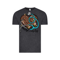 Vintage Black nurse leopard heart Vintage Tee - JahusDesignShop