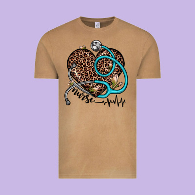 Nurse Leopard Heart Vintage Tee Designed By Jahusdesignshop