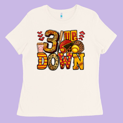Three Up Three Down Softball Ladies Tee Designed By Jasminsmagicworld