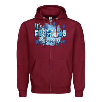 Burgundy it's freezing season Zipper Hoodie - texasbilliewilder