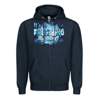 Navy it's freezing season Zipper Hoodie - texasbilliewilder