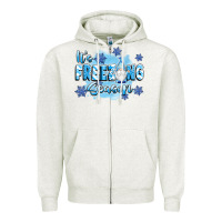 Oatmeal Heather it's freezing season Zipper Hoodie - texasbilliewilder