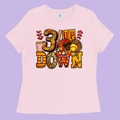 Three Up Three Down Softball Ladies Tee Designed By Jasminsmagicworld