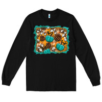 Black fall pumpkin distressed background Long Sleeve Tee - BundleAndBundleShop