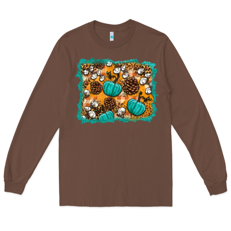 Fall Pumpkin Distressed Background Long Sleeve Tee by BundleAndBundleShop | Teevron
