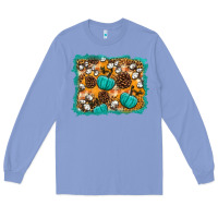 Colony Blue fall pumpkin distressed background Long Sleeve Tee - BundleAndBundleShop